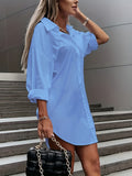 Chic Solid Color Button Front Shirt Dress - Stylish Long Sleeve Lapel Style for Effortless Spring & Fall Fashion - Perfect Womens Closet Staple