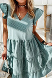 Fashion Street Dot Patchwork V Neck Princess Dresses(3 Colors)