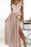 Casual Solid V Neck Cake Skirt Dresses(6 Colors)