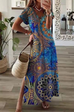 Casual Print V Neck Straight Dresses(8 Colors)