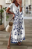 Casual Print V Neck Straight Dresses(8 Colors)