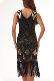 College Formal Patchwork Tassel Sequins Beading V Neck Evening Dress Dresses