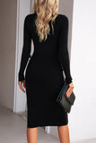 Elegant Solid Square Collar Wrapped Skirt Dresses