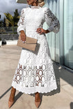 ZJKRL - Celebrities Elegant Solid Hollowed Out Half A Turtleneck Waist Skirt Dresses(4 Colors)