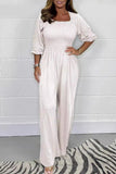 Zjkrl - Casual Simplicity Solid Fold Square Collar Loose Jumpsuits