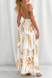 Zjkrl - Sexy Casual Print Backless Spaghetti Strap Long Dresses