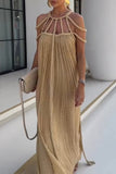 ZJKRL - Casual Solid Frenulum O Neck A Line Dresses