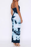 Zjkrl - Sexy Vintage Print Flowers Backless U Neck One Step Skirt Dresses