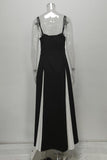 ZJKRL - Sexy Colorblock Patchwork Backless Contrast V Neck Long Dresses
