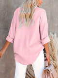 Solid Color Button Front Shirt, Casual Long Sleeve Shirt For Spring & Fall, Women's Clothing