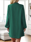 Zjkrl  -  Effortlessly Chic Solid Color V-Neck Dress - Long Sleeve, Loose Fit for Spring & Fall - Stylish Womens Wardrobe Essential