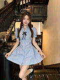 Women's Casual Striped Blouse Dress - Korean Style, Polyester, Polo Neckline, No Stretch, No Print, Ready-to-Ship for Spring/Summer Adult Women