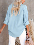 Solid Color Button Front Shirt, Casual Long Sleeve Shirt For Spring & Fall, Women's Clothing