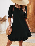 Zjkrl  -  Chic Solid Color Half Sleeve Dress - Casual Crew Neck Spring Fashion - Comfortable Everyday Style for Women