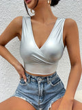 Womens Summer Crop Tank Top - Flattering V Neck - Lightweight & Airy - Perfectly Cropped - Versatile Wardrobe Staple for Stylish Warm Weather