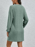 Solid Sweater Dress, Elegant Crew Neck Long Sleeve Bag Hip Dress, Women's Clothing