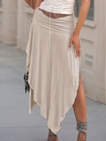 Flattering Ruched Side Slit Skirt - Lightweight & Trendy for Spring & Summer - Versatile Casual Wear for Women