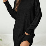 Zjkrl  -  Casual Chic Solid Sweater Dress - Cozy Acrylic Knit, Comfort Fit Crew Neck for Stylish Women's Fall/Winter Wardrobe