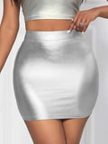 Fashionable Solid High Waist Bodycon Mini Skirt - Stretchy, Comfortable, Flattering Fit - Women's Casual Clothing for Daily Wear, Party, or Date Night