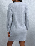 Solid Sweater Dress, Elegant Crew Neck Long Sleeve Bag Hip Dress, Women's Clothing