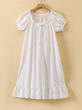 Romantic Lace Trim Princess Nightdress - Soft, Sweet, and Cute V-Neck Ruffle Hem Sleep Dress for Women - Comfortable, Breathable, and Relaxed Fit Sleepwear & Dresses for a Good Night's Sleep