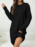 Zjkrl  -  Casual Chic Solid Sweater Dress - Cozy Acrylic Knit, Comfort Fit Crew Neck for Stylish Women's Fall/Winter Wardrobe