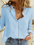 Zjkrl  -  Elegant Spring/Fall Linen Shirt for Women: Versatile, Durable & Easy-Care; Perfect Blend of Style & Comfort