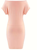 Summer Elegance Ribbed Bodycon Dress: Sleek V-Neck, Short Sleeves - Comfort & Style Combined