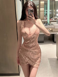 Women's Sexy Lingerie with Sequins and Curvy Shorts Skirt, Seductive and Tempting for Nightclub