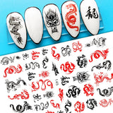 Zjkrl - Black Snake Nail Stickers Decals Gothic Halloween Design Adhesive Sliders for Nail Art DecorationTattoo Manicure Dropshipping