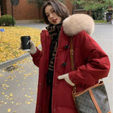 Zjkrl  -  Fashion Casual Down Cotton Jacket  New Autumn Winter Korean Version Large Fur Collar Hooded Warm Thick Padded Coat