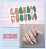 Zjkrl - Full Cover Wraps Nail Polish Stickers Strips Plain Nail Art Decorations Heart Designs Glitter Powder Manicure Tips