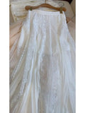 ZJKRL  -  High end Lace Edge Embroidered White Skirt Spring and Autumn New Korean Fashion Sweet High Waist Loose Slim A-line Long Skirts