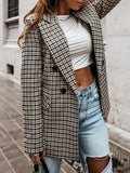 ZJKRL  -  Autumn Plaid Blazer Coat for Women Notched Collar Long Sleeves Buttoned Casual Blazer Loose Fit Female Outerwears