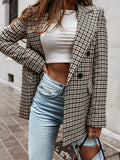 ZJKRL  -  Autumn Plaid Blazer Coat for Women Notched Collar Long Sleeves Buttoned Casual Blazer Loose Fit Female Outerwears