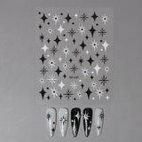 Sliver Stars Nails Stickers 3D Bronzing Laser White Cross Starlight Glossychic Y2k Stylish Adhesive Manicure Decorations SO-167