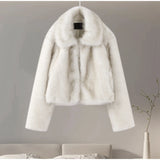 Zjkrl  -  Fluffy Faux Fur Women Coat Warm Long Sleeve Turn-down Collar Female Jacket Fashion Natural Color Loose Winter Lady Outwear