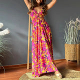 ZJKRL  -  High Quality Fashionable Women's New Camisole V-neck Printed Elegant A-line Dress Maxi Boho Dress Vestidos Vintage Dress