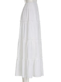 Zjkrl  -  Artistic Retro Gentle White Patchwork Bohemian Long Skirt Temperament Casual Slimming Half Skirt for Women Summer