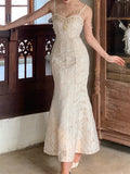 Zjkrl  -  Runway Woman Dress Backless Embroidery Vintage Sleeveless Sexy Beach Boho Lace Party Sundress Women Summer Maxi Vestido