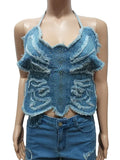 ZJKRL  -  New Denim Jeans Shorts Set Strap Sleeveless Bandage Summer Street Sexy Two 2 Piece Set Outfit Tracksuit