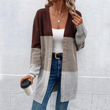 ZJKRL  -  Fashionable Women's Clothing Autumn and Winter Hot Item Long Sleeved Contrasting Long Sweater Cardigan for Women