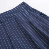 ZJKRL  -  Navy Blue Retro Striped Casual Wide Leg Pants New Fashionable and Versatile Women's Trousers