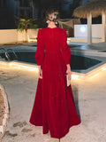 Zjkrl  -  Elegant Red Sequins Midi Dress Women Vintage V-neck Formal Occasions Evening Party Dresses Fashion Chic Design New in Dresses