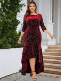 Zjkrl - Evening Dresses Women's Velvet Vintage Long Sleeves Luxury Plus Size Formal Bridesmaid Party Prom Dress Stylish Bodycon Vestido