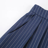 ZJKRL  -  Navy Blue Retro Striped Casual Wide Leg Pants New Fashionable and Versatile Women's Trousers