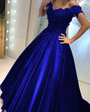 Zjkrl  -  Gothic Royal Blue Wedding Dresses Long Sleeve Back Sweep Train Robe de mariee Bridal Gowns Dress