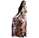 ZJKRL  -  European Summer Sexy Print Skirts Ladies Beach Boho Split Elegant Maxi Skirts Femme