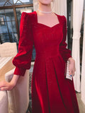 Zjkrl  -  Elegant Red Sequins Midi Dress Women Vintage V-neck Formal Occasions Evening Party Dresses Fashion Chic Design New in Dresses