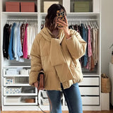 Zjkrl  -  Fashion Khaki With Scarf Women Coat Casual Single Breasted Pocket Female Jacket Winter Thicken Long Sleeve Lady Outwear